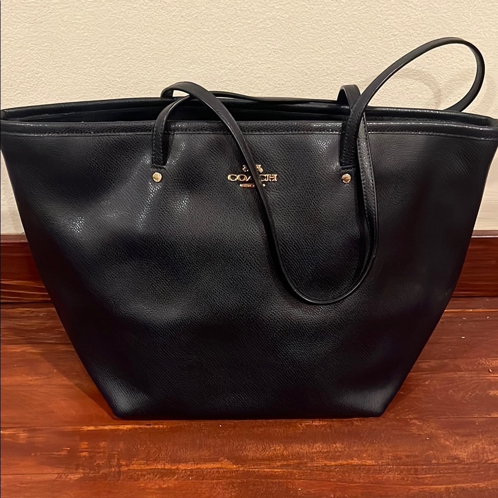Coach Black Leather Tote Bag